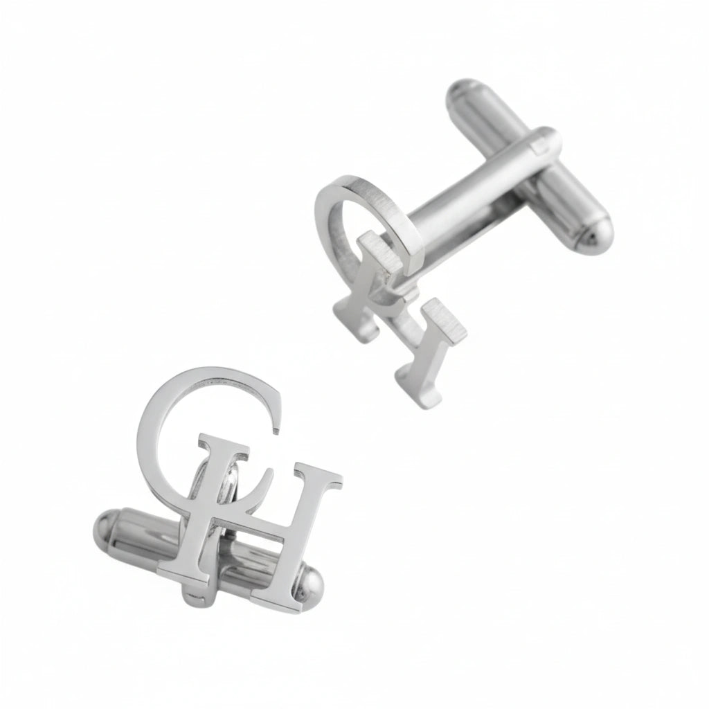 Personalized Initial Monogram Cufflinks for Men - Custom Brass Name Alphabet Suit Accessories