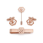 Personalized Initial Cufflinks, Tie Clip & Lapel Pin Set - Custom Brass Jewelry Gift Box for Men