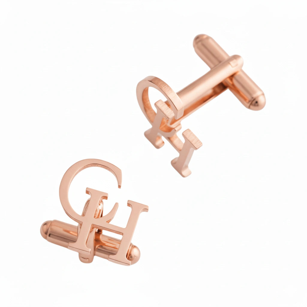 Personalized Initial Monogram Cufflinks for Men - Custom Brass Name Alphabet Suit Accessories
