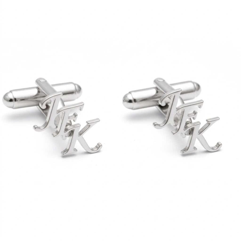 Personalized 3-Initial Script Cufflinks - Custom Brass Monogram Jewelry for Men
