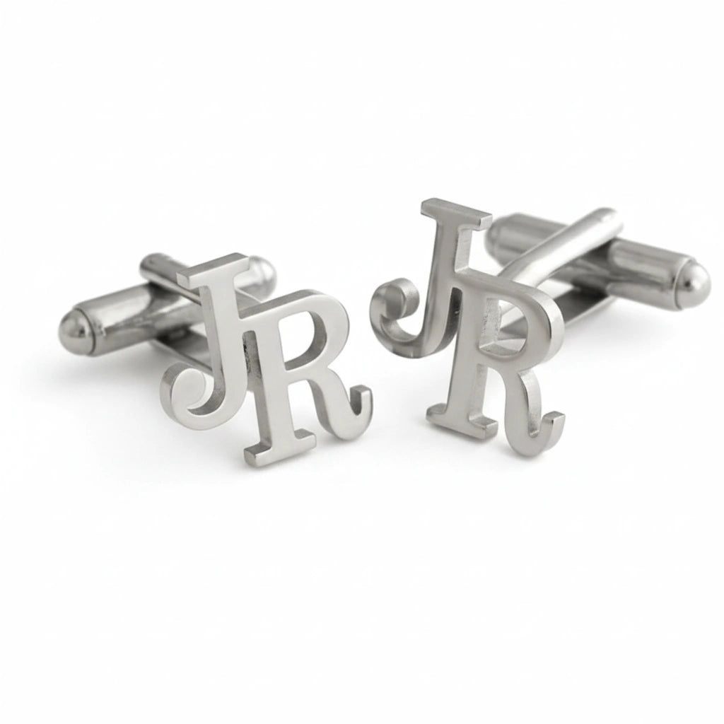 Personalized Joint Initial Name Cufflinks - Custom Brass Monogram Jewelry for Men