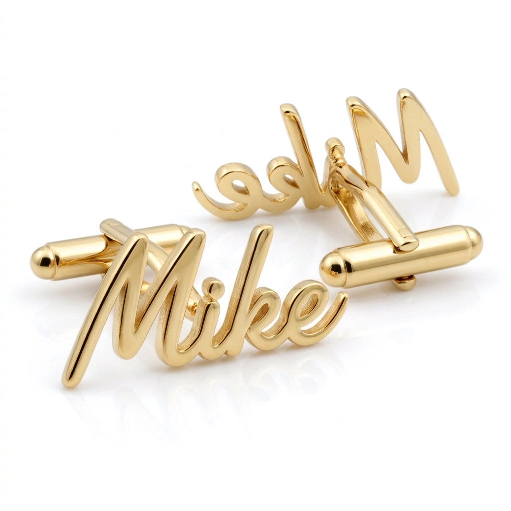 Custom Handcrafted Name Cufflinks for Men – Personalized Script & Monogram Jewelry for Grooms & Weddings