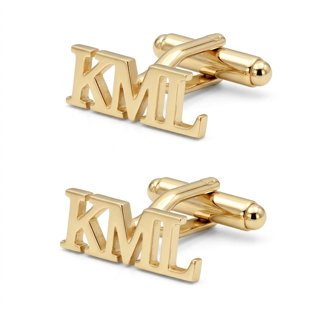 Custom 3-Initial Monogram Cufflinks for Men – Personalized Alphabet Letter Cufflinks for Wedding Accessories