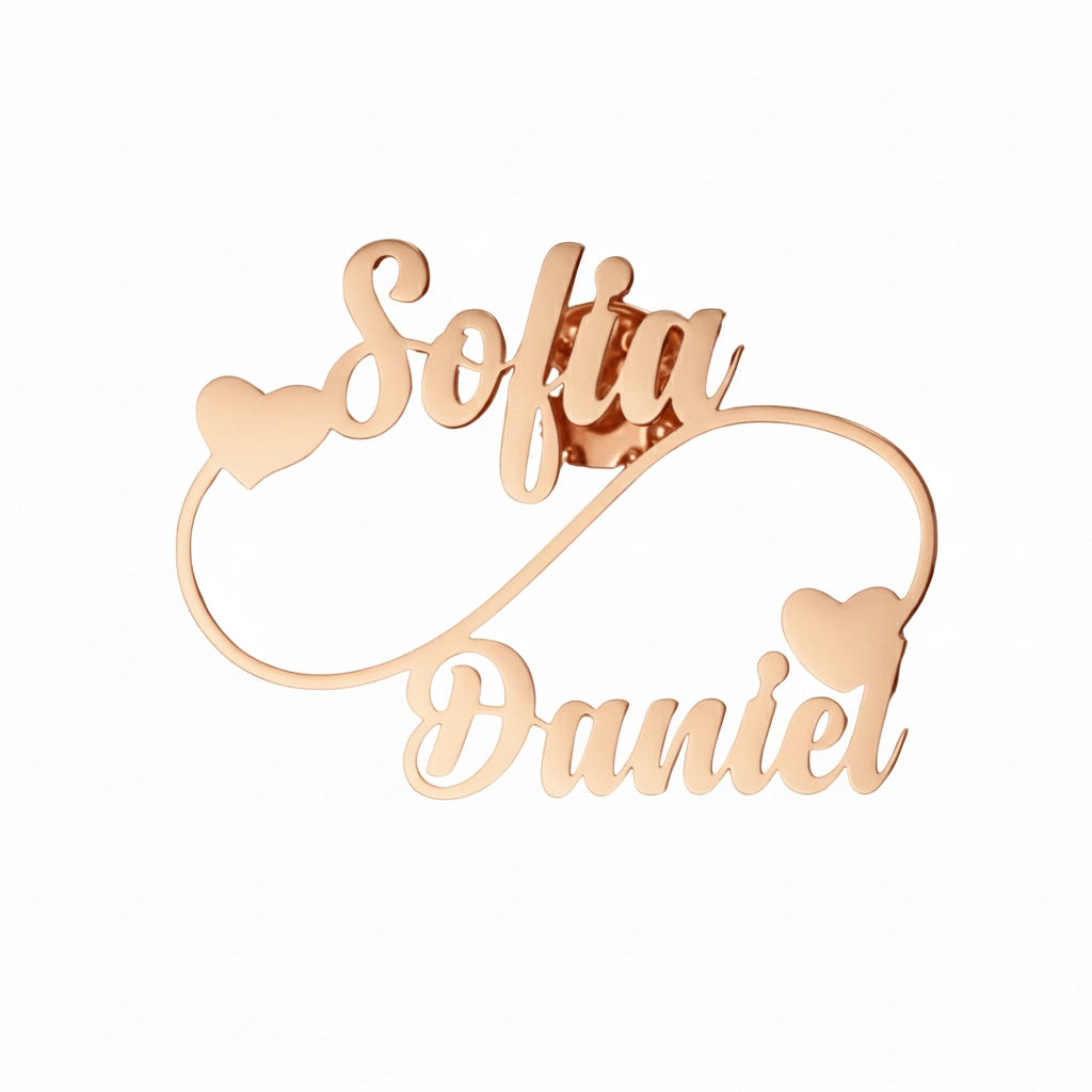 Infinity Love Personalized Couple Name Brooch for Anniversary & Wedding Gift