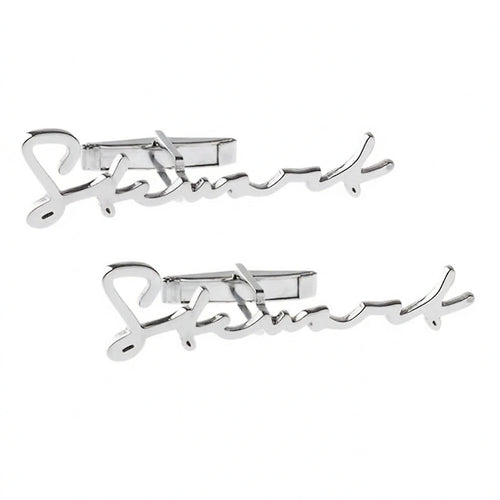 Custom Signature Style Full Name Cufflinks - Personalized Handwritten Script Brass Cuff Links
