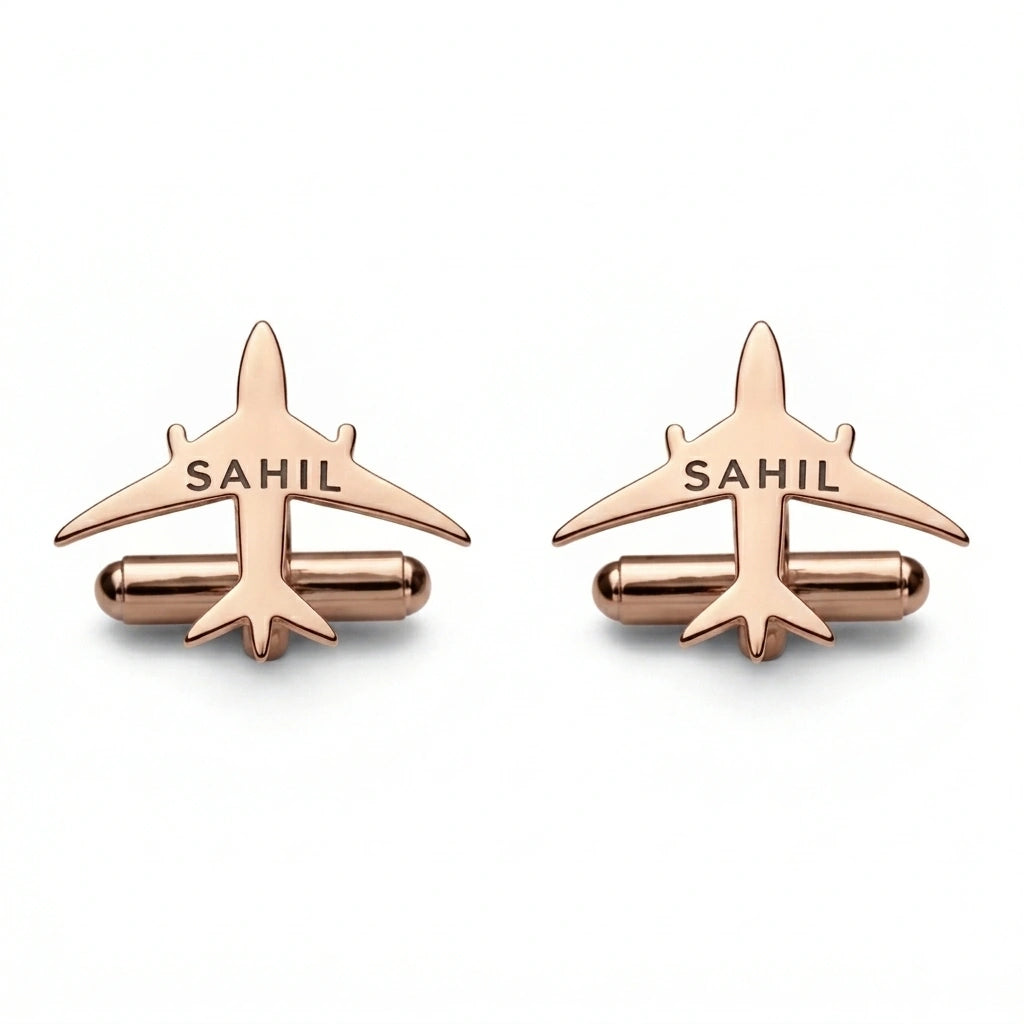 Personalized Name Aeroplane Cufflinks for Men Formal Shirt