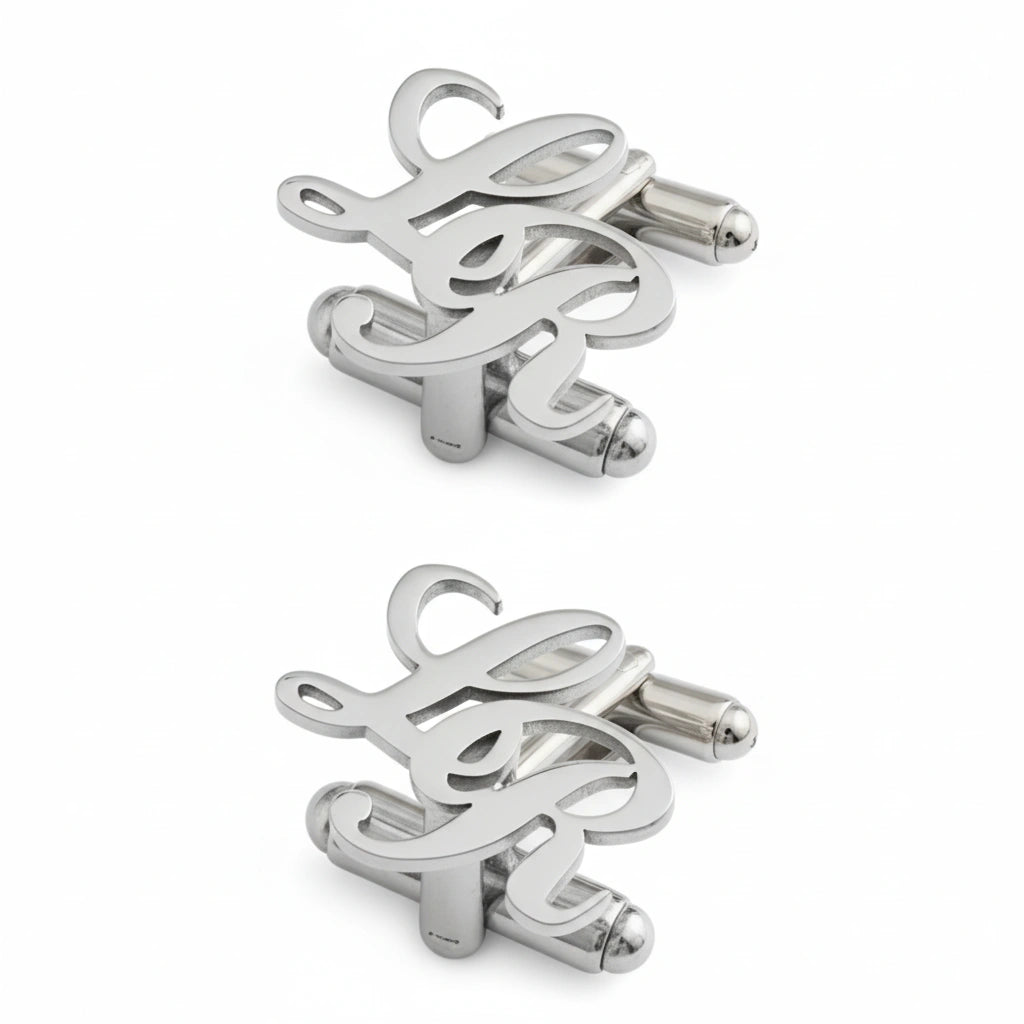 Bespoke Script Initial Cufflinks - Personalized Brass Monogram Jewelry for Men