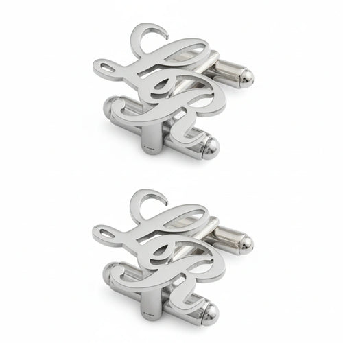 Bespoke Script Initial Cufflinks - Personalized Brass Monogram Jewelry for Men