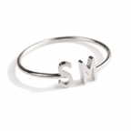 Personalized Double Initial Cuff Bracelet - Gold Plated Custom Two Letter Bangle for Women & Girls