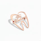 Customised Tooth Name Brooch Pin with Red Stone | Custom Dental Brooch