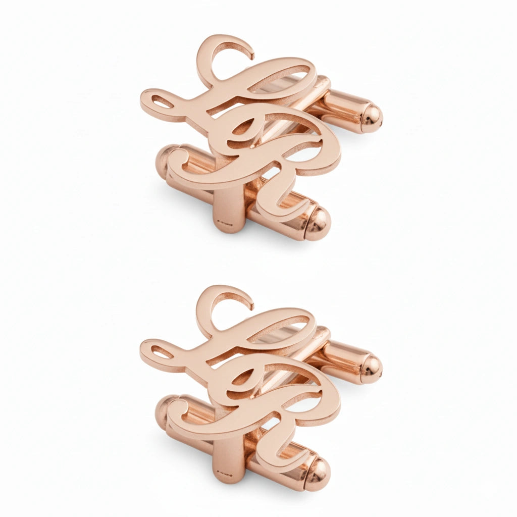 Bespoke Script Initial Cufflinks - Personalized Brass Monogram Jewelry for Men