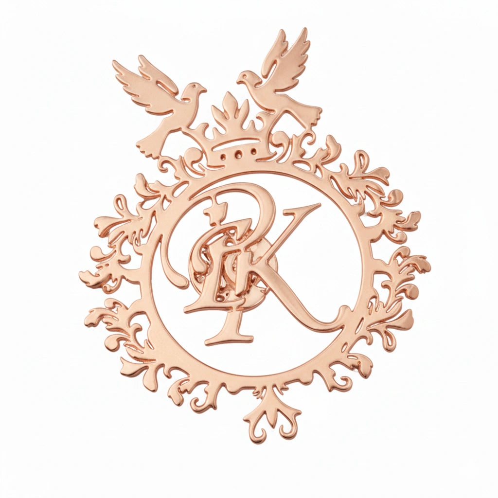 Personalized Initial Name Brooch - Custom Royal Monogram Lapel Pin for Grooms, Weddings & Luxury Formal Wear