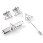 Personalized Custom Initial Cufflinks, Tie Clip & Lapel Pin Set - 3-Piece Men's Formal Accessory Gift Set