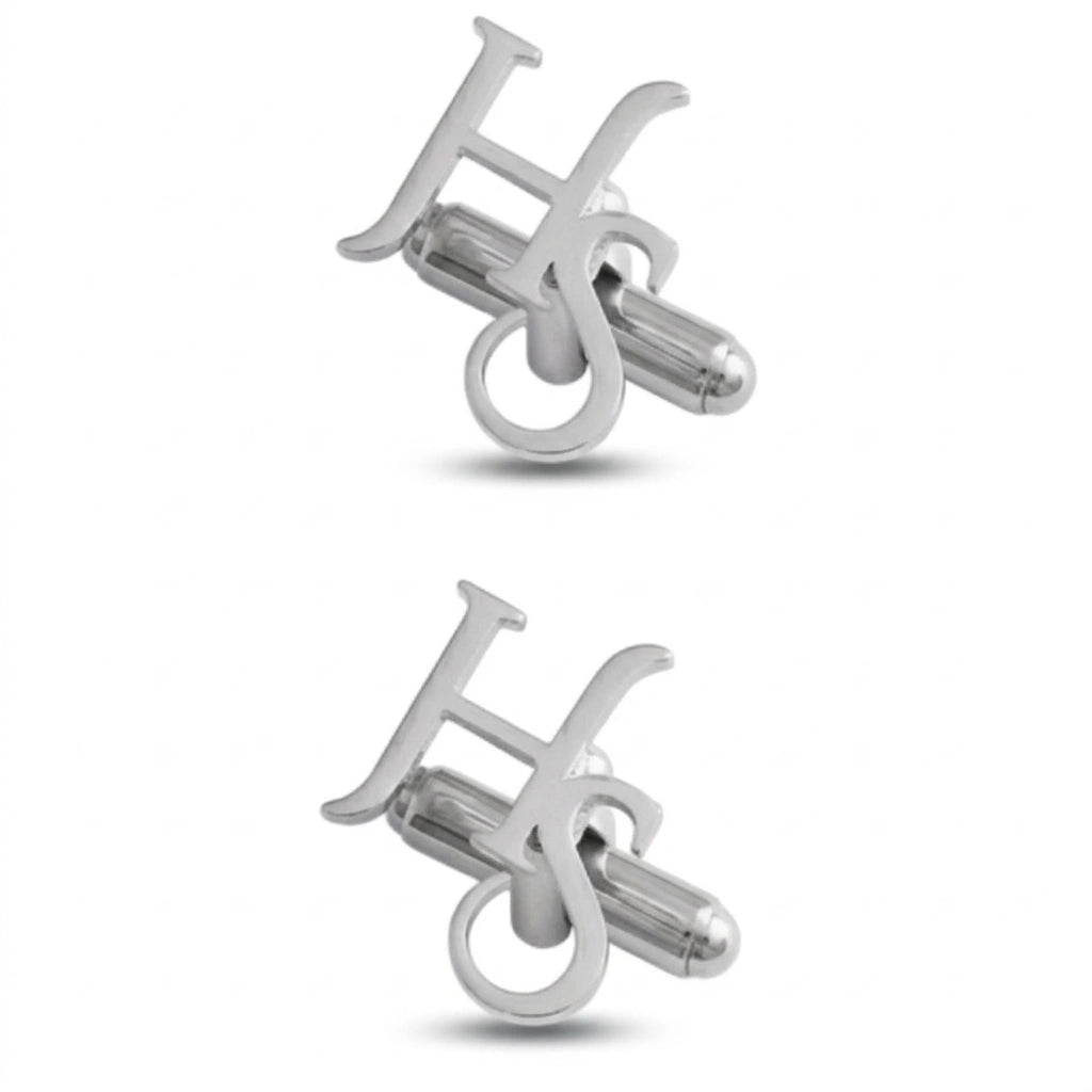 Personalized Interlocking Serif Initial Cufflinks - Custom Brass Monogram Jewelry