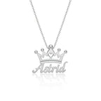 Personalized Queen Crown Name Necklace - Custom Engraved Royal Crown Pendant for Women