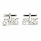 Custom 3-Letter Monogram Script Cufflinks - Personalized Brass Jewelry for Men