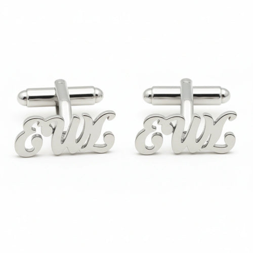 Custom 3-Letter Monogram Script Cufflinks - Personalized Brass Jewelry for Men