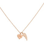 Personalized Heart Necklace with Angel Wing Charm - Custom Name Engraved Memorial Pendant for Women & Girls