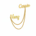 Personalised Double Name Chain Brooch | Custom Lapel Pin