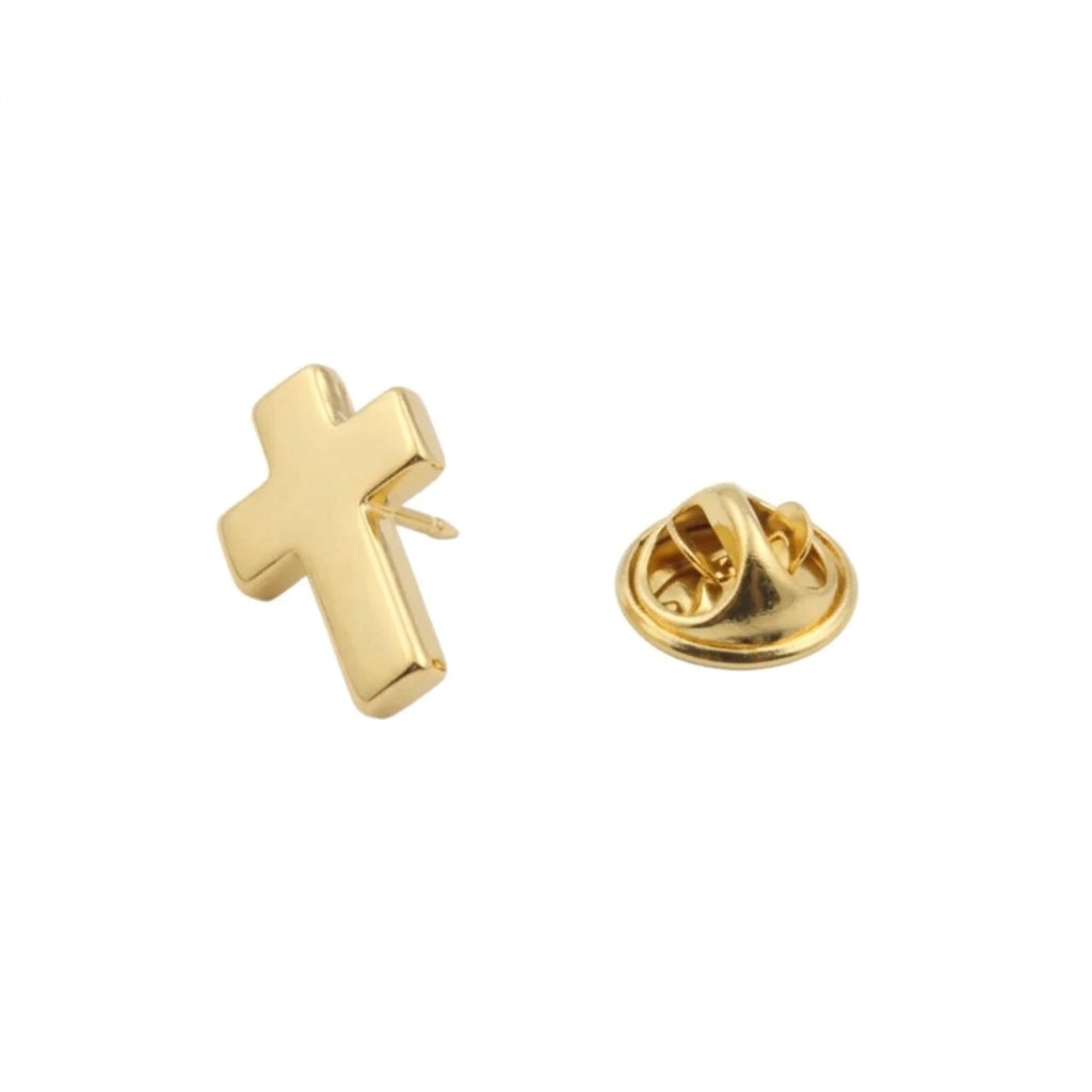 Cross Brooch Pin for Men & Women – Gold Christian Cross Lapel Pin for Suit, Coat, Blazer & Shirt | Religious Designer Brooch Gift