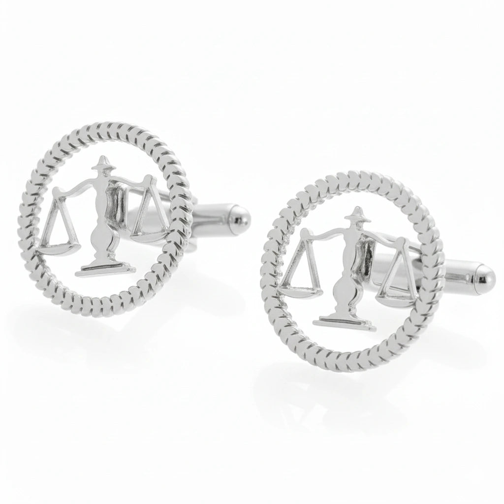 Premium Scales of Justice Lawyer Cufflinks - Professional Advocate Symbol Suit Studs in Brass - Executive Legal Profession Accessory & Lawyer Gift Set