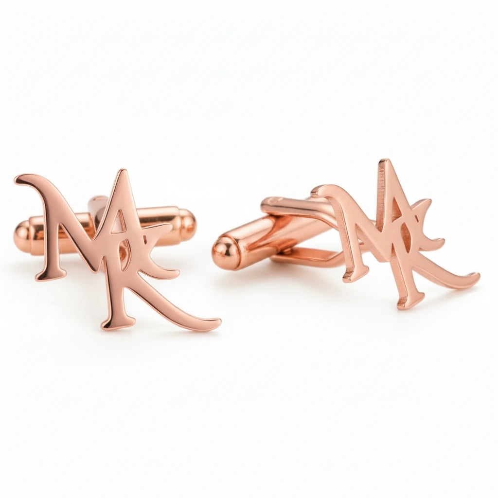 Bespoke Signature Monogram Name Cufflinks - Personalized Brass Name Jewelry for Men