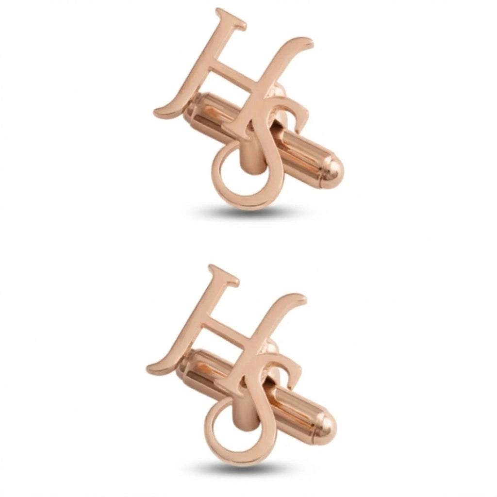 Personalized Interlocking Serif Initial Cufflinks - Custom Brass Monogram Jewelry