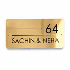 Personalized Couple Name Metal Door Nameplate - Custom House Number Plate 4 x 12 Inches