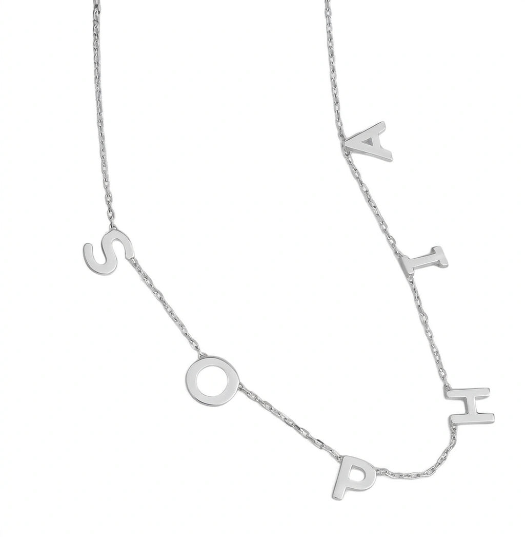 Personalized Spaced Letter Name Necklace - Custom Alphabet Initial Pendant for Women