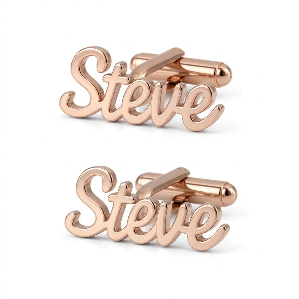 Personalized Name Cufflinks for Men – Script Initial Cufflinks – Perfect Wedding & Groom Gift