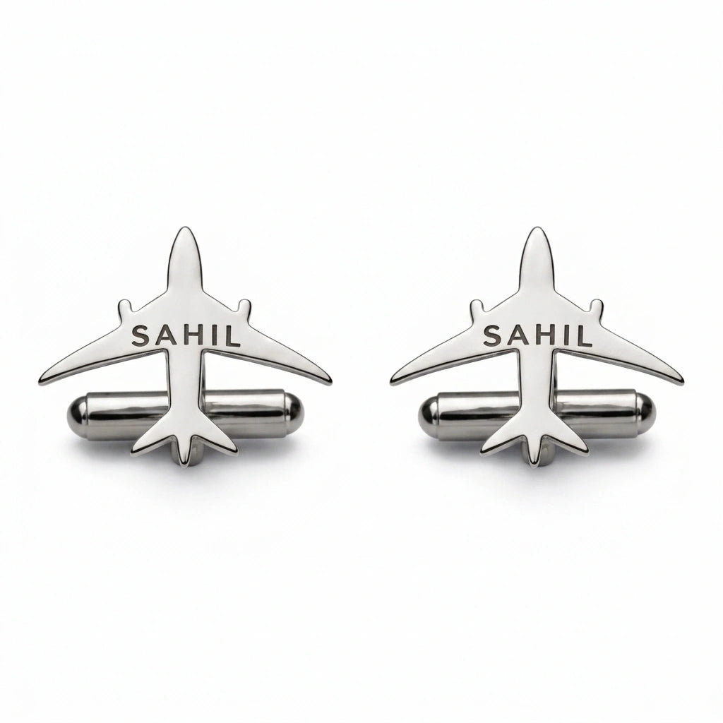 Personalized Name Aeroplane Cufflinks for Men Formal Shirt