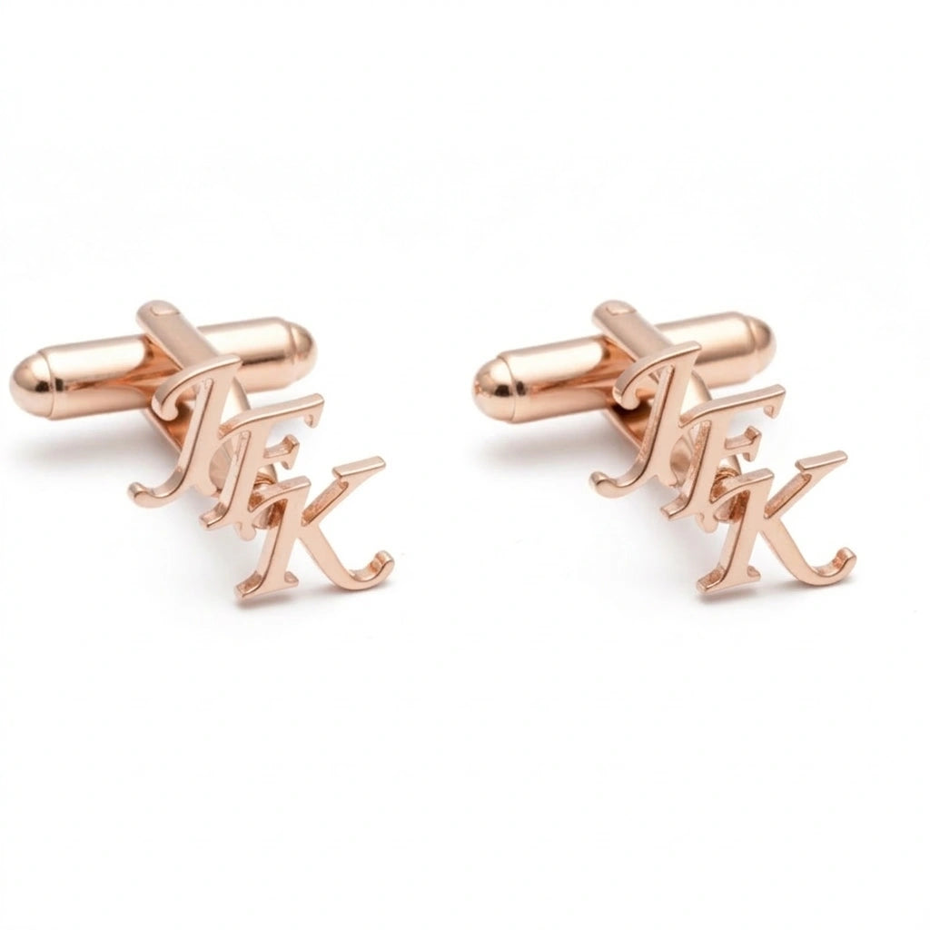 Personalized 3-Initial Script Cufflinks - Custom Brass Monogram Jewelry for Men