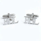 3-Letter Block Initial Name Cufflinks – Personalized Brass Men’s Jewelry