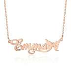 Personalized Butterfly Name Necklace - Custom Cursive Nameplate Pendant with Butterfly Charm