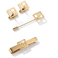 Custom Square Initial Cufflinks, Tie Clip & Lapel Pin Set - Personalized 3-Piece Men's Gift Combo