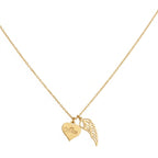 Personalized Heart Necklace with Angel Wing Charm - Custom Name Engraved Memorial Pendant for Women & Girls