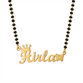 Personalized Name Mangalsutra with Crown & Butterfly Design  – Short Mangalsutra Style Custom Black Bead Chain for Women