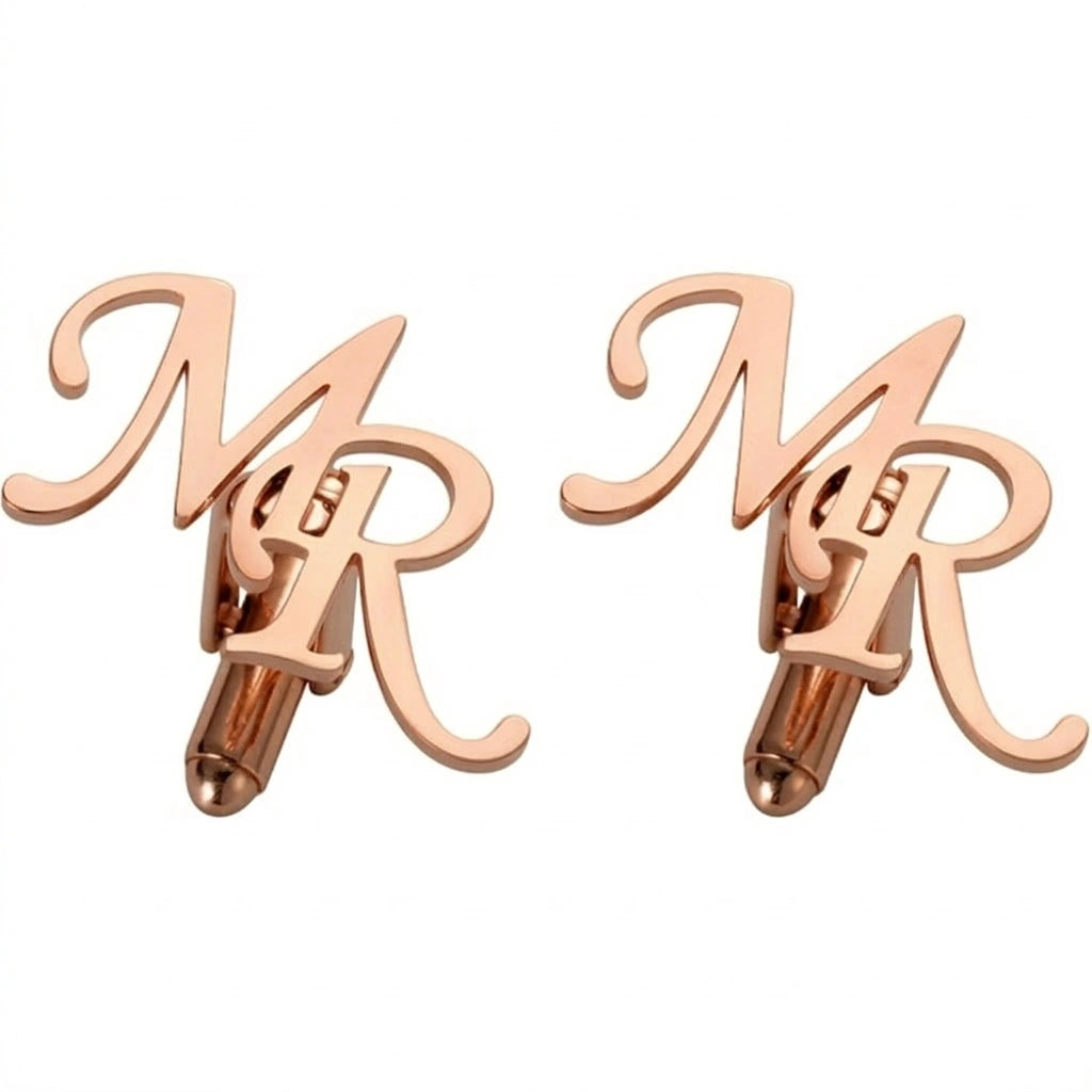 Personalized Stacked Monogram Initial Cufflinks - Custom 2-Letter Overlap Design in Brass