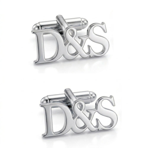 Custom Couple Initial Ampersand Cufflinks - Personalized Brass Monogram Jewelry