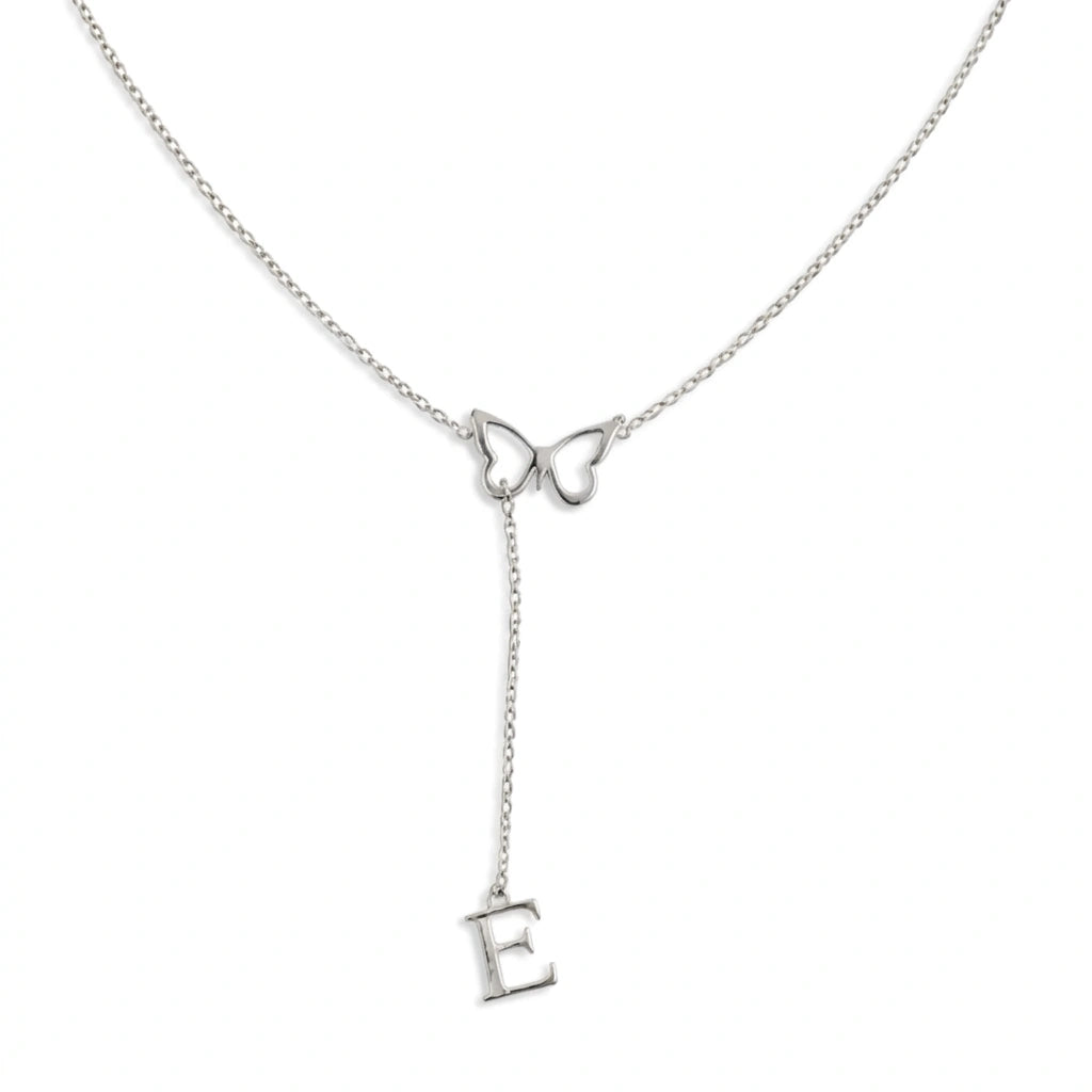 Personalized Butterfly Initial Name Y-Necklace - Custom Drop Alphabet Pendant for Women & Girls