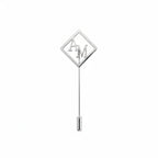 Personalized Initial Geometric Lapel Pin - Custom Silver Diamond Monogram Brooch for Men's Blazers & Suits