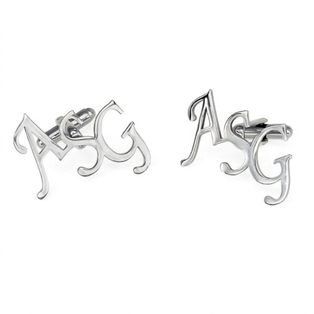 Personalized 3-Initial Monogram Cufflinks for Men – Custom Letter Cufflinks for Wedding & Groom Accessories