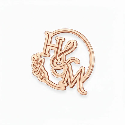 Customized Royal Initial Brooch - Deep Engraved Personalized Name Pin for Men & Women