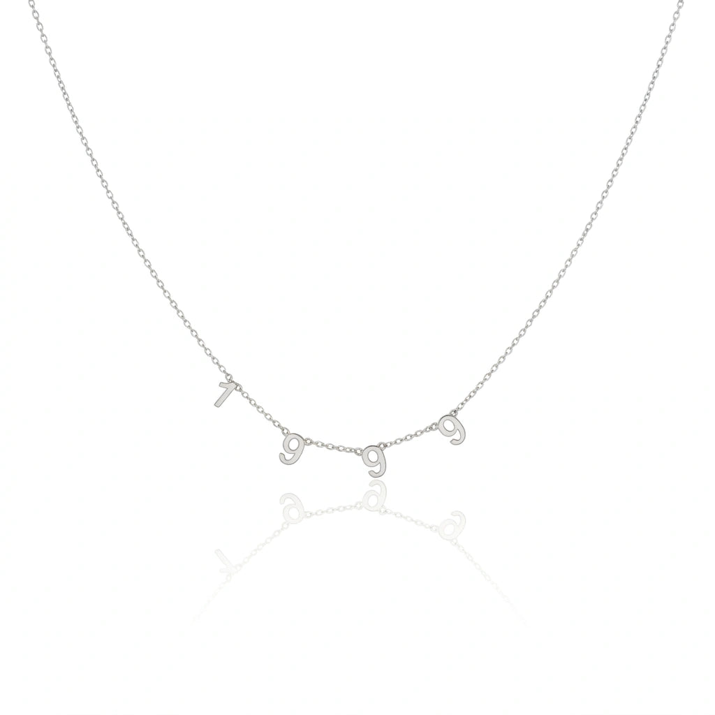 Personalized Birth Year Necklace - Custom Spaced Number Pendant for Women & Girls