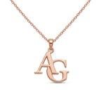 Personalized Brass Couple Initials Pendant Necklace - Custom Alphabet Nameplate Jewelry – Unique Anniversary & Valentine’s Day Gift for Men & Women