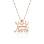 Personalized Queen Crown Name Necklace - Custom Engraved Royal Crown Pendant for Women
