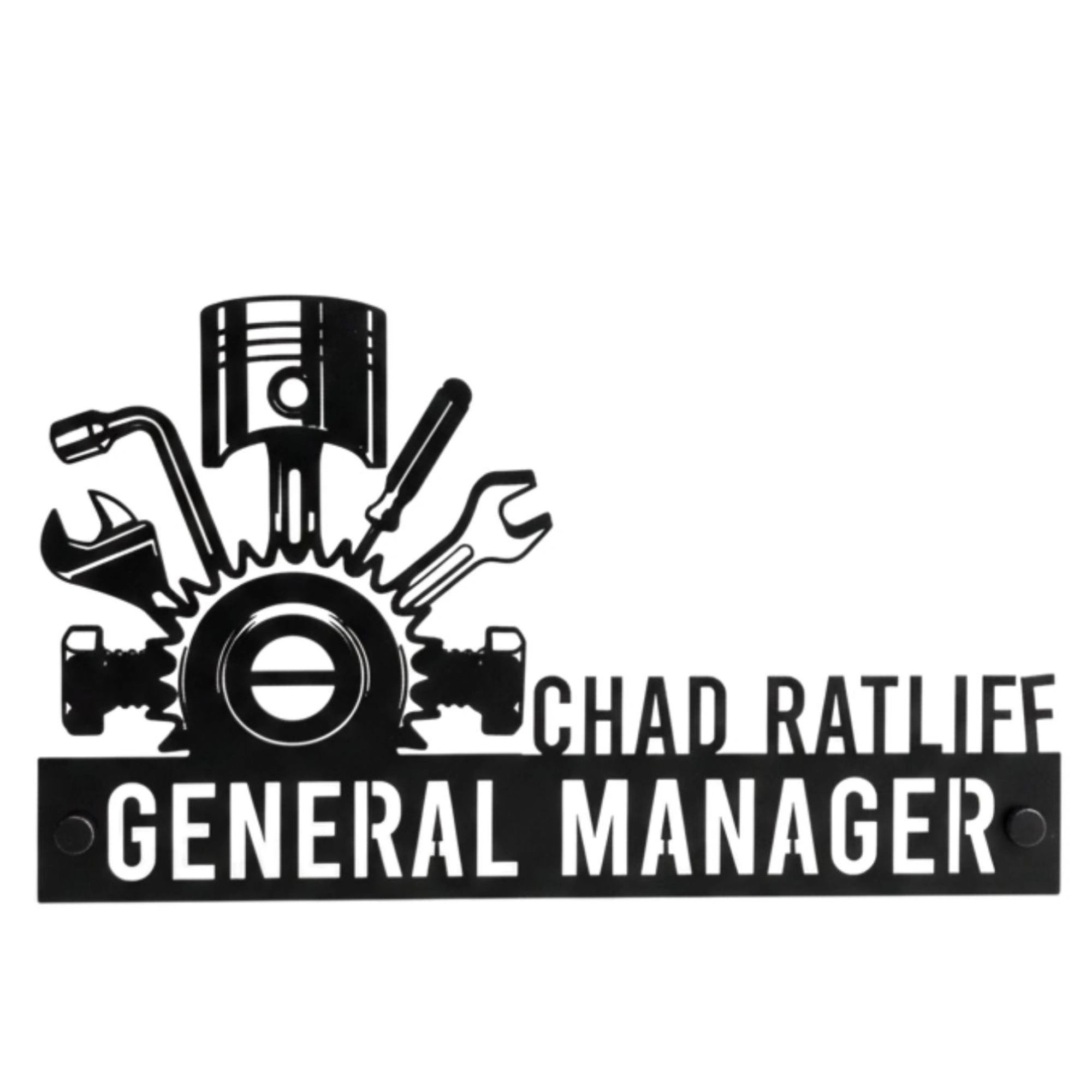 Custom General Manager Name Plate - Personalized Stainless Steel Automobile Dealer Desk Sign, Mechanic Office Decor