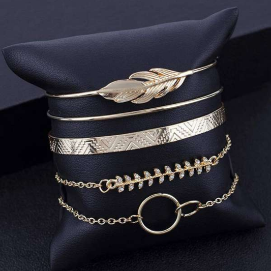 Gold Plated Stackable Bracelet | Contemporary Toned Design