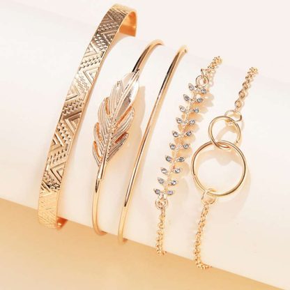 Gold Plated Stackable Bracelet | Contemporary Toned Design