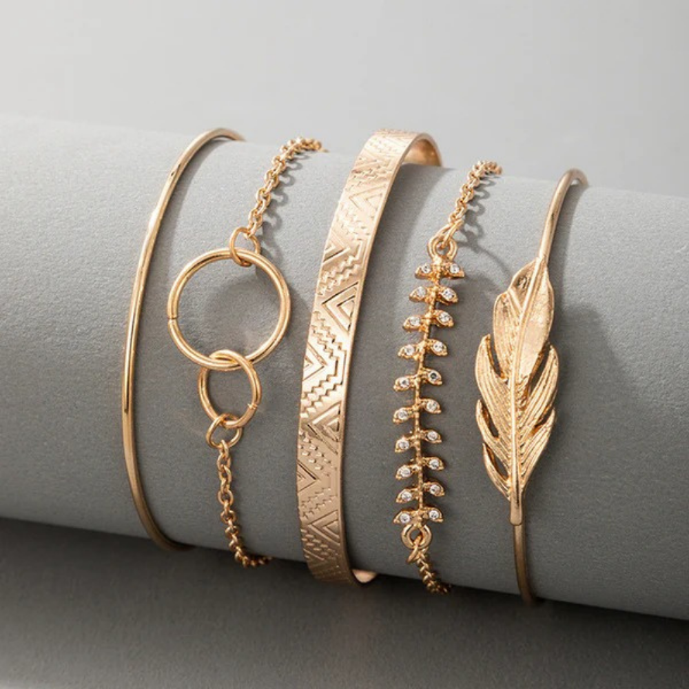 Gold Plated Stackable Bracelet | Contemporary Toned Design